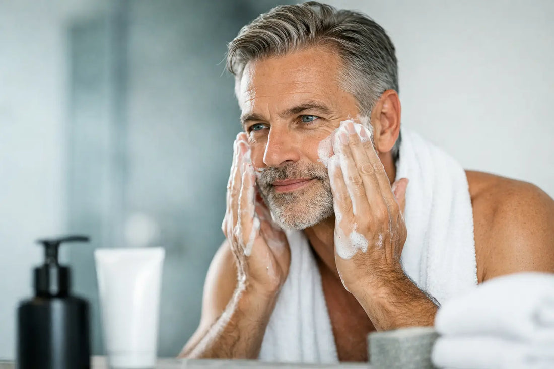 Limpiador facial para hombre con piel madura