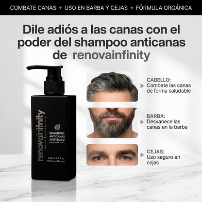 SHAMPOO ANTICANAS/ANTIEDAD CABELLO Y BARBA ORGÁNICO DE ROMERO | 250ML