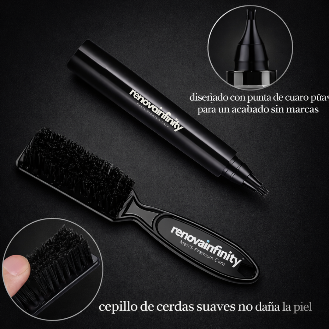 LÁPIZ RELLENADOR PARA BARBA + CEPILLO PROFESIONAL - COLOR NEGRO