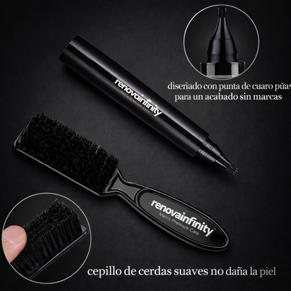 LÁPIZ RELLENADOR PARA BARBA + CEPILLO PROFESIONAL - COLOR NEGRO