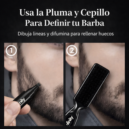 LÁPIZ RELLENADOR PARA BARBA + CEPILLO PROFESIONAL - COLOR NEGRO