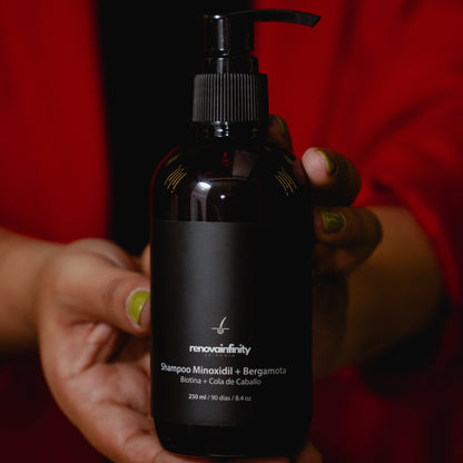 SHAMPOO ANTICAIDA DE CABELLO Y BARBA | BIOTINA + MINOXIDIL 15% +BERGAMOTA + COLA DE CABALLO | 250ML